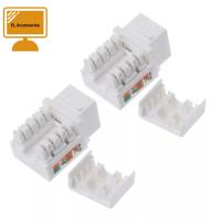 AKUBLT 2ชิ้นปลั๊กตัวแปลงเครือข่ายอะแดปเตอร์อีเทอร์เน็ตขั้วต่อ RJ45 CAT6/CAT5E โมดูลเครือข่ายแจ็ค