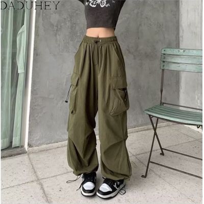 Pants Banded Ankle Retro Casual Pocket Large Leg Wide Straight Loose Overalls Street High New Womens DaDuHey💕