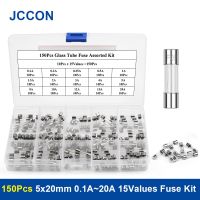 150Pcs Glass Tube Fuse Assorted Kits Quick Blow Fast-Blow Glass Fuses 5x20mm 0.1A~20A 15Values x 10Pcs Assorted Kit