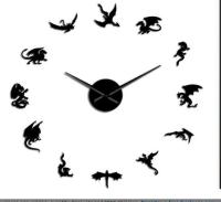 [Free ship] 1 piece of super large size creative wall clock art silent flying dragon dinosaur pterosaur