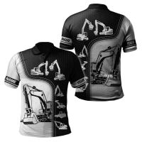 No custom mining 3D pol shirt gift father in black and white, tianjite 3 buton fabric pol shirt xs-6xl