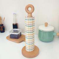 Baoblaze ชั้นเก็บของห้องครัวเก็บที่ยึดกระดาษลูกกลิ้งไม้สำหรับโรงแรมบ้านห้องน้ำ