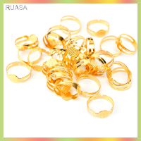 RUASA ฐานแหวนแผ่นแบนขนาด8มม. จำนวน50ชิ้นอุปกรณ์สำหรับทำเครื่องประดับแบบปรับได้