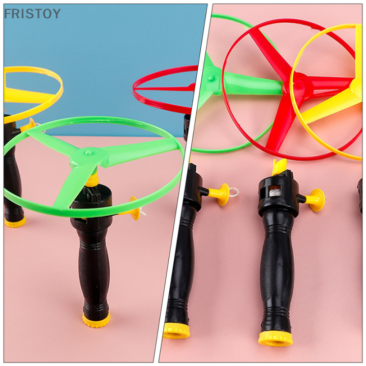 fristoy-6ชิ้นจานบินของเล่นเด็ก-จานบินเฮลิคอปเตอร์สายดึงจานบิน