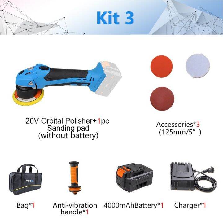 Dual Action Orbital Wireless Polisher Car Waxing 18V/20V LiIon 5