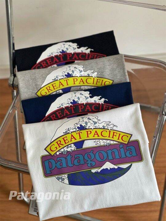 patagonia-เสื้อยืดแขนสั้นสำหรับผู้ชายทรงหลวมขนาดใหญ่สำหรับกีฬากลางแจ้ง-เสื้อยืดแขนสั้นผ้าคอตตอนสำหรับฤดูร้อนและหิมะ