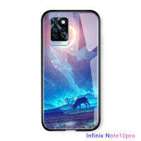 UCUC เคสโทรศัพท์เคสสำหรับ Infinix Note 10 Pro NFC ปลอกอวกาศแฟนตาซี Luxury Aurora Starry Elk Casingg กันกระแทก Galaxy กระจกเทมเปอร์กลับ Cove