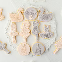 สาวบัลเล่ต์วันเกิด Swan Cookie Plunger Cutters Fondant เค้กแม่พิมพ์บิสกิต Sugarcraft เค้กตกแต่งเครื่องมือคุกกี้แสตมป์-gnxfnxfhnxfnxff