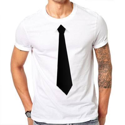 Active Personalized Fake Suit Tie Print Design White T Shirt Hop Cotton T Shirts Men