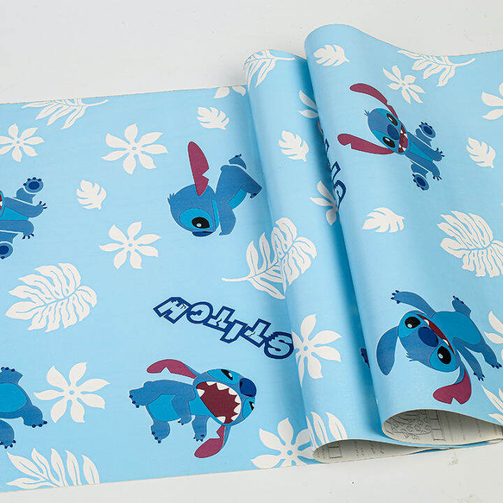 PAKET 5 ROLL Wallpaper Stiker Dinding Karakter Stitch Ukuran 45Cm X 10M