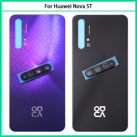 ใหม่สำหรับ Huawei Nova 5T ฝาหลังแบตเตอรี่เคสซองเก็บแบตเตอรี Nova5t หน้าจอโทรศัพท์3D แบบเลนส์กล้องถ่ายรูปกาวแทนที่