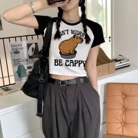 เสื้อยืด Capybara Capibara สำหรับผู้หญิงเสื้อยืดการ์ตูนเด็กผู้หญิง2000S