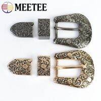 Meetee 1Set 25mm Retro Carved Unisex Belt Buckles Metal Pin Buckle Head Leather Craft Decorative Band Loop Hardware Accessories Belts