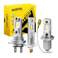 Auxito ไฟหน้ารถยนต์ H3 H7 H1 2ชิ้นขนาดเล็ก60W 6500K แสงสว่างสีขาวมาก DC12V ไร้สายแบบไม่มีพัดลม H7ไฟฉายคาดศีรษะ Csp Led