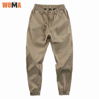 WOMA  กางเกงขายาวผู้ชายผ้ายืดน้ำหนักเบาและไมโครยืดระบายอากาศเอวยางยืดกางเกงกีฬาลำลองกางเกงขายาว