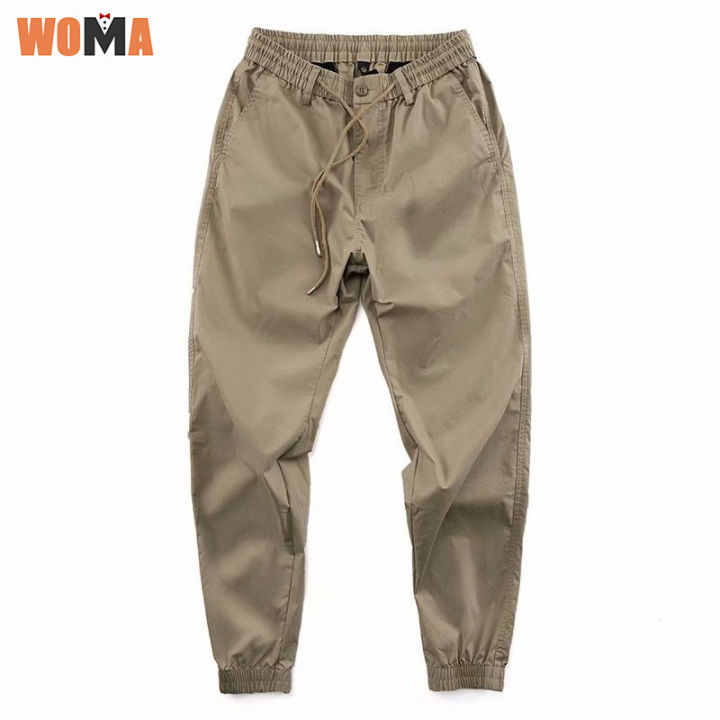 woma-กางเกงขายาวผู้ชายผ้ายืดน้ำหนักเบาและไมโครยืดระบายอากาศเอวยางยืดกางเกงกีฬาลำลองกางเกงขายาว