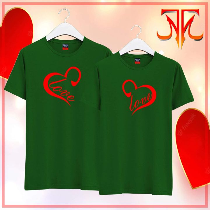 Love Heart Couple T Shirt Cotton Fabric MT | Lazada PH