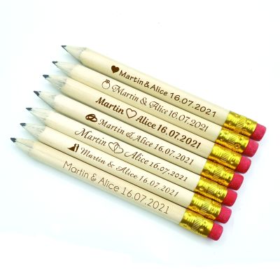 【cw】Personalized Engraved Wooden Pencils Customized School Decor Pen With Rubber Wedding Gift Favors Baby Shower Party 10CM