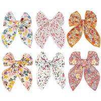 (BEYS baby)6ชิ้นที่เรียบง่ายขนาดเล็กดอกไม้สดเจ้าหญิงโบว์กิ๊บ5นิ้วเด็ก39; S ผ้ากิ๊บผมหักเรียบ
