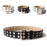 Uni Women Men Rivet Studded Belt Fashion Vintage Faux Leather Pin Buckle Hip Hop Studded Waistband Strap Punk Rock Bel