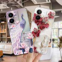 ดอกไม้นกยูง VIVO Y22 Y22s เคสโทรศัพท์ปลอก TPU ซิลิโคนใสนุ่มออกแบบใหม่สำหรับเด็กชายและเด็กหญิง28