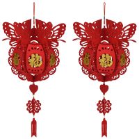 2PCS Waterproof Red Paper Lanterns for Chinese New Year Spring Festival Party Celebration Home Decor