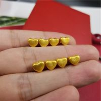 1pcs Pure 999 24K Yellow Gold Bead DIY Bracelet Ring Necklace Lucky 3D Heart Pendant Within 0.2g