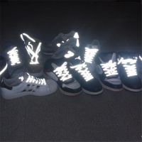 1 Pair Flat 8mm Reflective Runner Shoe Laces Safety Luminous Glowing Shoelaces Unisex For Sport Basketball Canvas Shoes