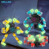 Transformable Fingertip Chain Robot Toy Luminous DIY Deformed Mechanical Fingertip Spinners Decompression Toy For Kids Gifts