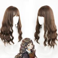 ?วิกผมอะนิเมะ Harry potter magic hermione granger cos false FaYa light silk air long curly bang scalp hair wholesale