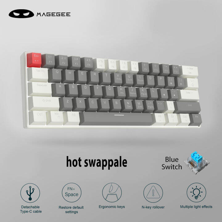 MageGee Star61 60 percent Mechanical Keyboard Mini wired/wireless Hotswappable Keyboard Laptop