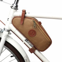 Tourbon Bike Frame Tube Bag Bicycle Saddle Bags Pouch Seat Tail Carrier Brown Waxed Canvas Waterproof Cycling Accessories