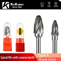 KaKarot 6mm Shank F Type F1020 F1225C06 ทังสเตนคาร์ไบด์ไฟล์โรตารี่ Burr Drill Bits CNC แกะสลักเครื่องมือโรตารี่ตัดแกนมะนาว