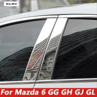 KLNU สำหรับ Mazda 6 GG GH GJ GL 2006-2012เสากลางสแตนเลสของตกแต่งขอบหน้าต่าง B C เสากลางสติกเกอร์โครเมี่ยมอุปกรณ์เสริม