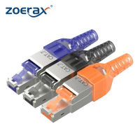 ZoeRax ตัวเชื่อมต่อ RJ45 1ชิ้น Cat6A CAT7 CAT8ไม่มีฉนวนป้องกัน RJ45หุ้มหัวเชื่อมปลั๊กโลหะสังกะสีผสม