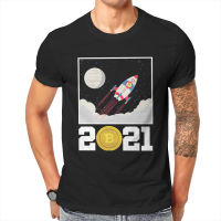 เสื้อยืดผู้ชายคุณภาพดี Bitcoin 2021 Rocket Crypto Space Cryptocurrency Gift T Shirt Men T Shirt Summer T-Shirt Tees Streetwear Harajuku