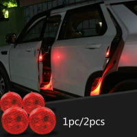 2PCS ไฟเตือนประตูรถ Anti Collision Flash Red Wireless Alarm Lamp Strobe Light Turn Signal Parking Light