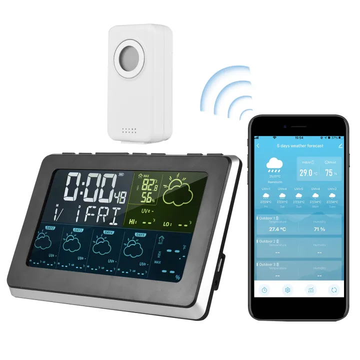 Tuya WiFi Smart LCD Weather Station APP Control Digital Indoor Outdoor