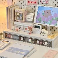 Desk Organizer Drawer With Sticker Cute Plastic Clear Organizing Boxes Stationery Storage Box Container For Home School