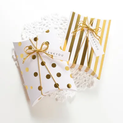 Creative Pillow Box Exquisite Gold Stamping Box Decorative Party Supplies Luxury Gift Box Folding Gift Box