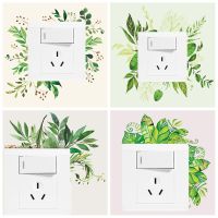 Gift Bedroom Ornament Tropical Palm Home Decoration Flower Switch Stickers Rose Peony Greenery Leaves Wall Decals Wall Stickers Decals