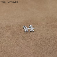 TOOL IMPROVER 1คู่ต่างหูดอกไม้สำหรับผู้หญิงหูเล็บกระดูกกระดูกอ่อนต่างหูเกลียวแกนต่างหูเครื่องประดับร่างกายของขวัญเครื่องประดับ