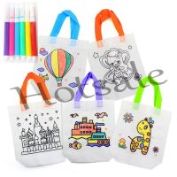 【hot sale】 ⊙♤✈ B02 Kids DIY Environmental Graffiti Bag / Handmade Painting Non-Woven Bag / Drawing Educational Toys for Children / Arts Crafts Color Filling Toy With 6pcs Watercolor Pen