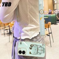 เคสสำหรับ โทรศัพท์กระจกแต่งหน้า YBD Vivo IQOO Z7 Z7X Y78 Y02S Y16 Y36 Y56 5G Y77 Y77E (t1) Y78+ Hello Kitty Bracket เชือกยาวสำหรับ Srossbody