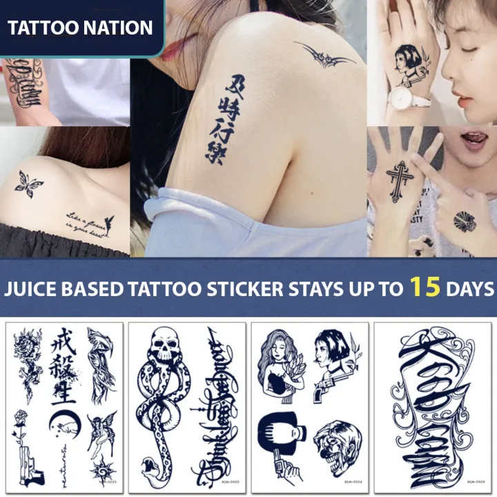 Tattoo Nation Semi-Permanent Tattoo Sticker Last Up To 15 Days Plant Juice Based Ink Imitated Tattoo | Lazada PH Tattoo Nation Semi-Permanent Tattoo Sticker Last Up To 15 Days Plant Juice Based Ink Imitated Tattoo | Lazada PH