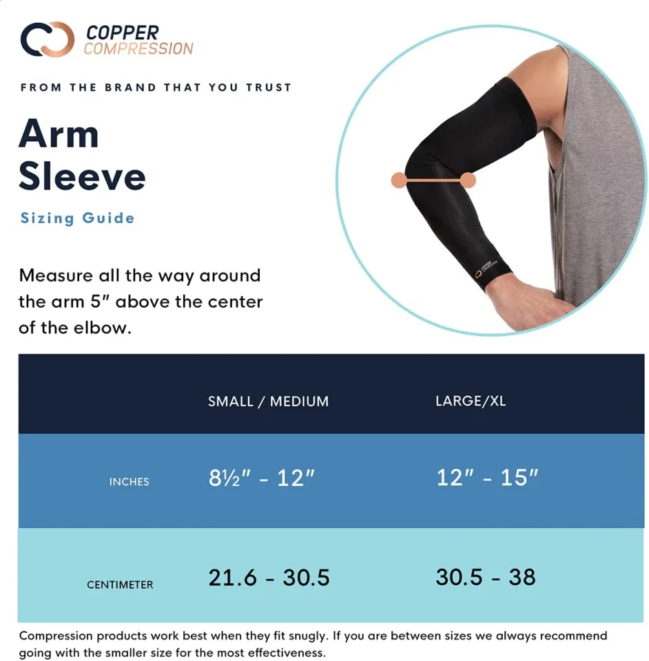 Copper Compression Arm Brace - Copper Infused Sleeve for Arms, Forearm,  Bicep. Tennis Elbow, Basketball, Golf, Arthritis, Tendonitis, Bursitis,  Osteoporosis, Rehab, Post Surgery, Physical Therapy. (M) Medium (Pack of 1)