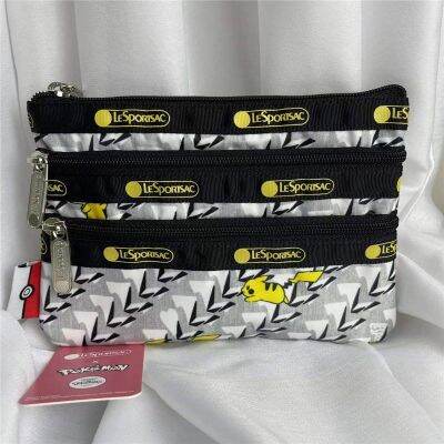 Lesportsac 2021 ฤดูร้อนการ์ตูนแมวco-Brandedเหรียญสนุกพิมพ์กระเป๋าmulti-Layerกระเป๋า 7158