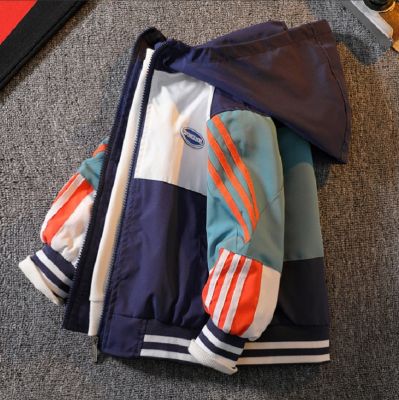 Spring Clothes Boys Jacket For Children Outwear Jacket Boys 4-14 Years Hooded Vertical Stripes mid-length Windbreaker For Boys