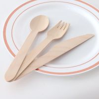 10/20/50 pcs Kitchen Disposable Wooden Cutlery Forks/Spoons/Cutters Knives Party 16cm Supplies Utensil Dessert Tableware Packing Cables