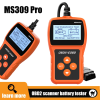 MS309PRO OBD2เครื่องสแกนเนอร์เครื่องมือวินิจฉัยเครื่องทดสอบแบตเตอรี่รถรหัสข้อผิดพลาดเครื่องยนต์เครื่องวิเคราะห์2.4 "จอแสดงผล